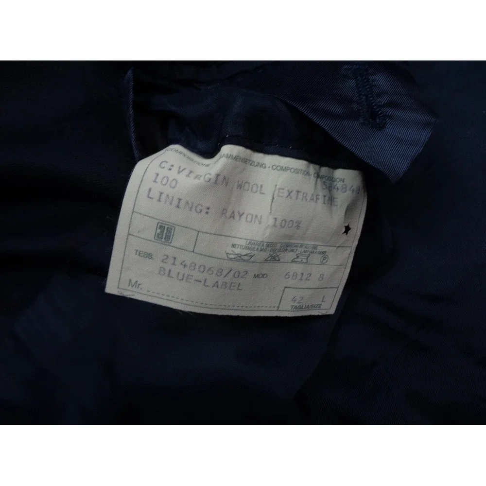 VTG Polo Ralph Lauren Navy Blue Virgin Wool Blazer Gold Crest Buttons 42L Italy